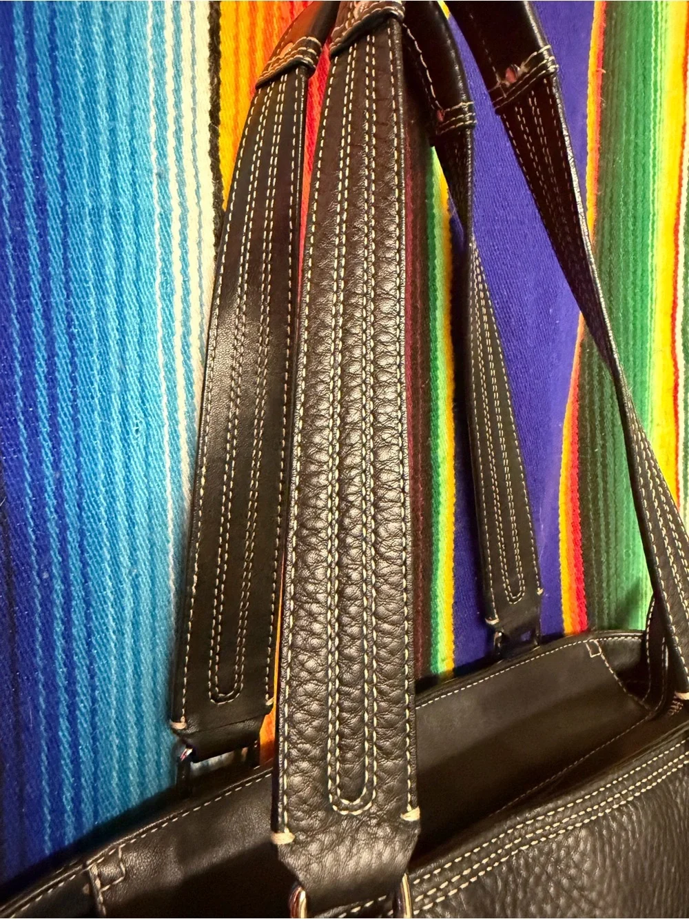 Coach Black Pebbled Leather Shoulder Bag with Turn-Lock